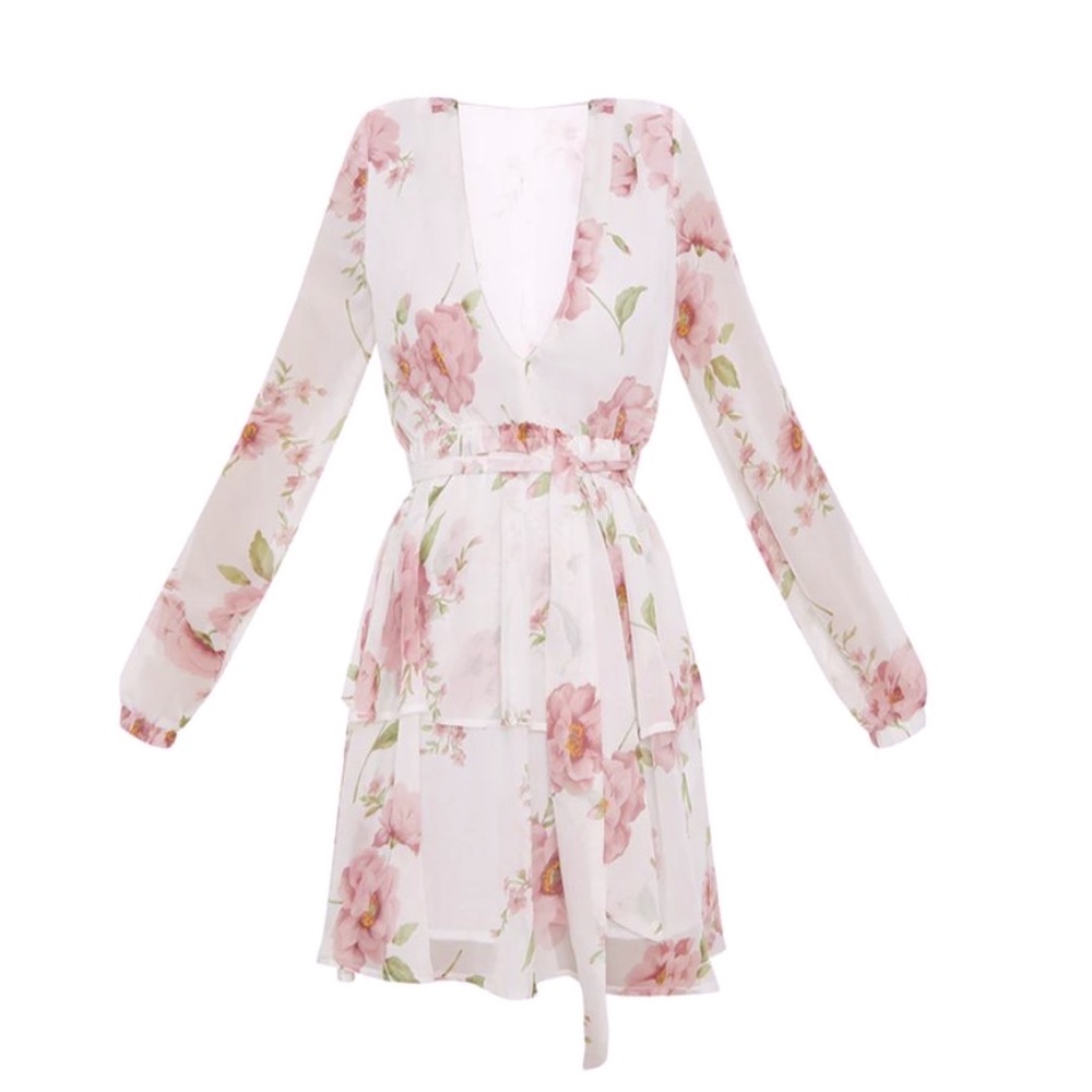 🖤PRETTY LITTLE THING FLORAL CHIFFON SKATER DRESS🖤